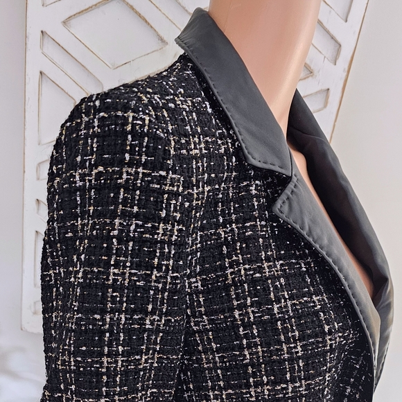 Generation Love Black Lexi Vegan Leather Combo Tweed Blazer - Picture 9 of 12